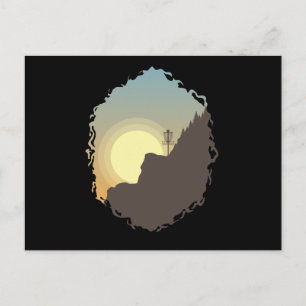 Disk Golf Korb im Sonnenuntergang Postkarte