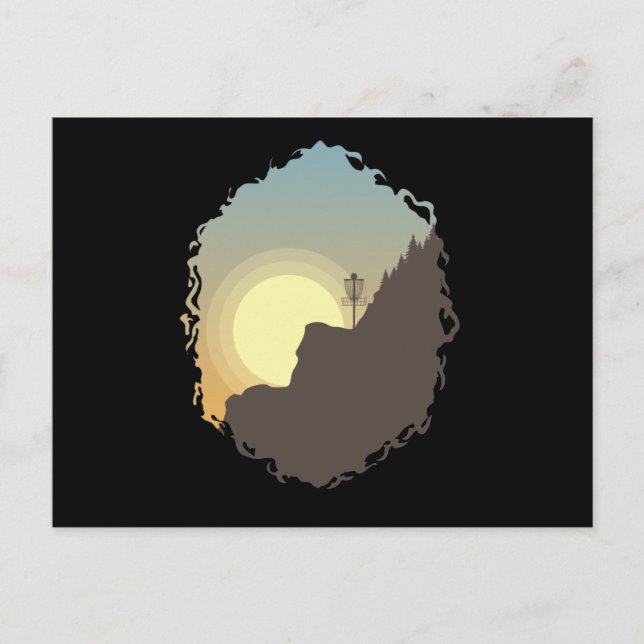 Disk Golf Korb im Sonnenuntergang Postkarte (Vorderseite)