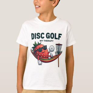 Disk Golf: My Therapy - Funny Cartoon Strawberry T-Shirt