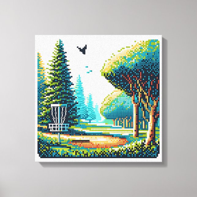 Disk Golf Pixel Art Leinwanddruck (Vorderseite)