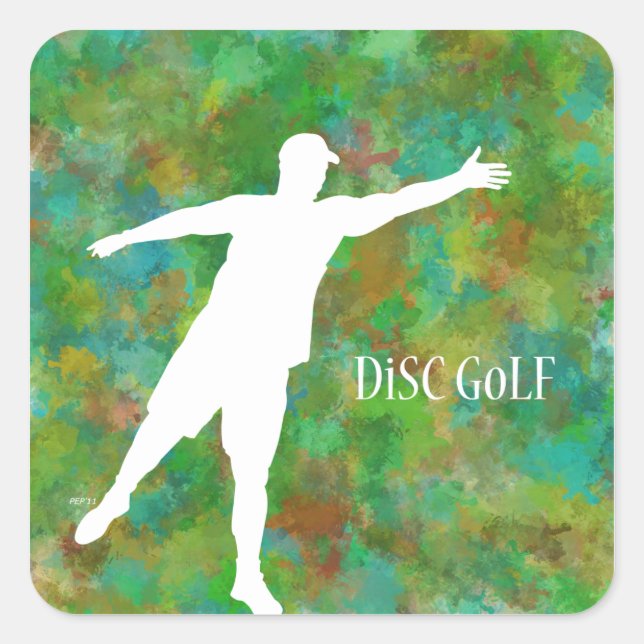 Disk Golf Quadratischer Aufkleber (Vorderseite)