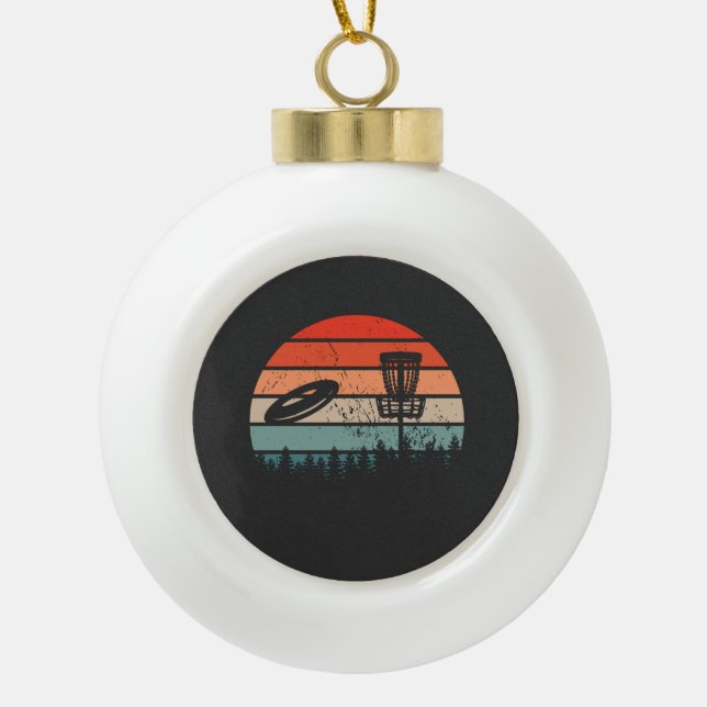Disk Golf Retro Keramik Kugel-Ornament (Vorderseite)