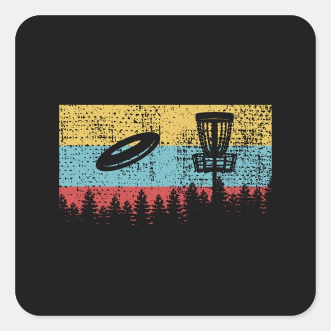 Disk Golf Retro Quadratischer Aufkleber (Vorderseite)