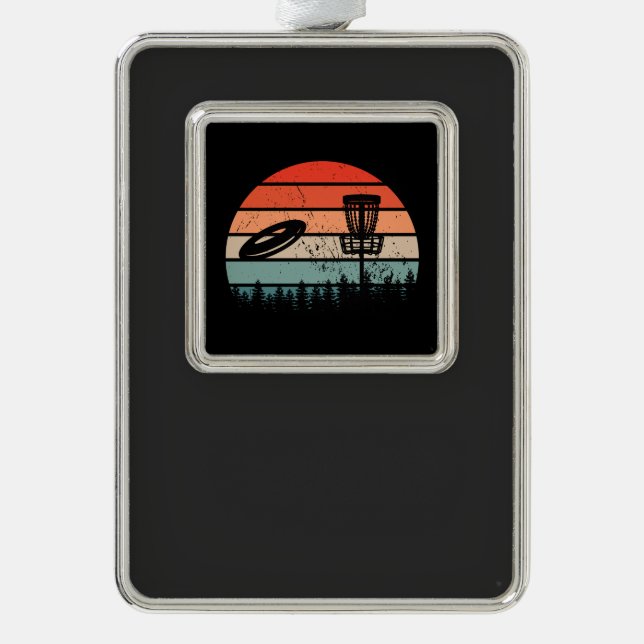 Disk Golf Retro Rahmen-Ornament Silber (Vorderseite)