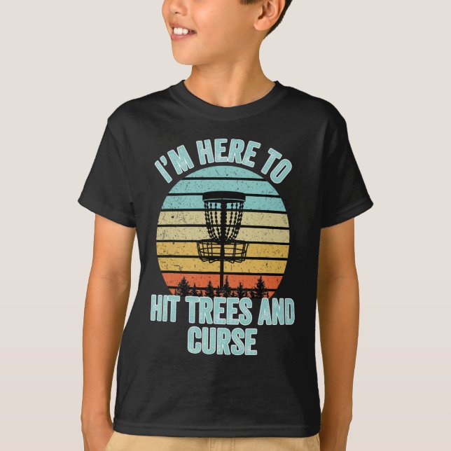 Disk Golf Shirt Funny Hit Trees und Curse Retro Di (Vorderseite)