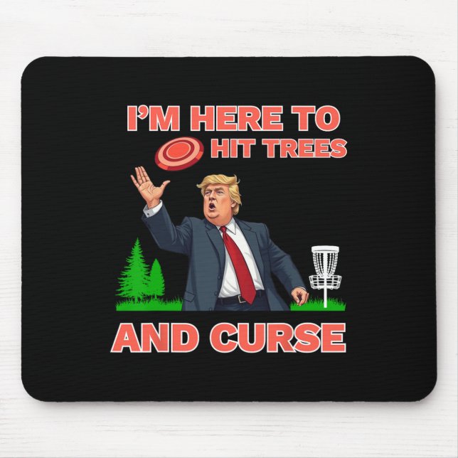 Disk Golf Shirt Funny Hit Trees und Curse Retro Di Mousepad (Vorne)