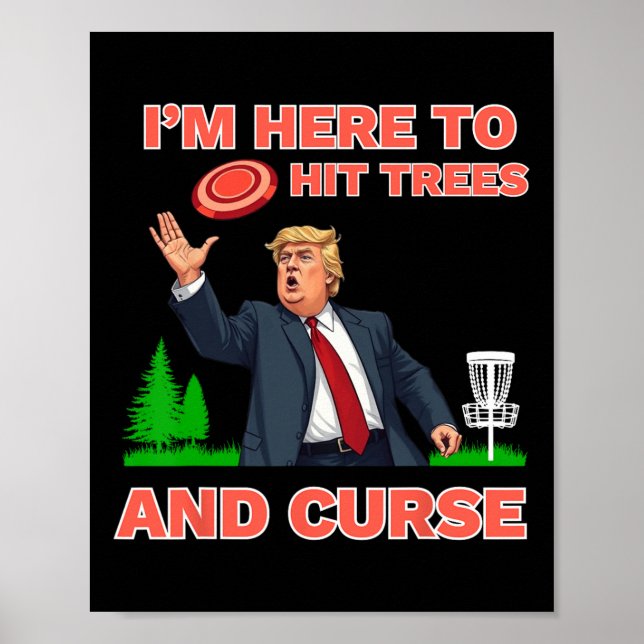 Disk Golf Shirt Funny Hit Trees und Curse Retro Di Poster (Vorne)