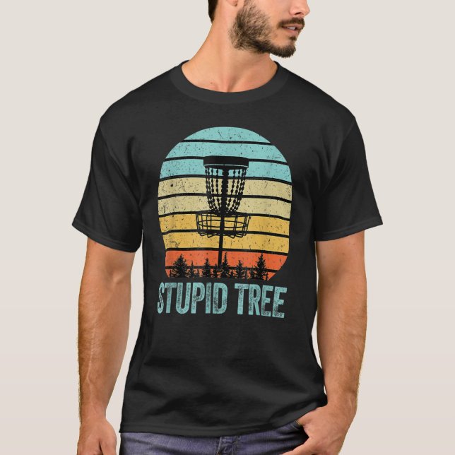 Disk Golf Stupid Tree Retro Disk Golf T-Shirt (Vorderseite)