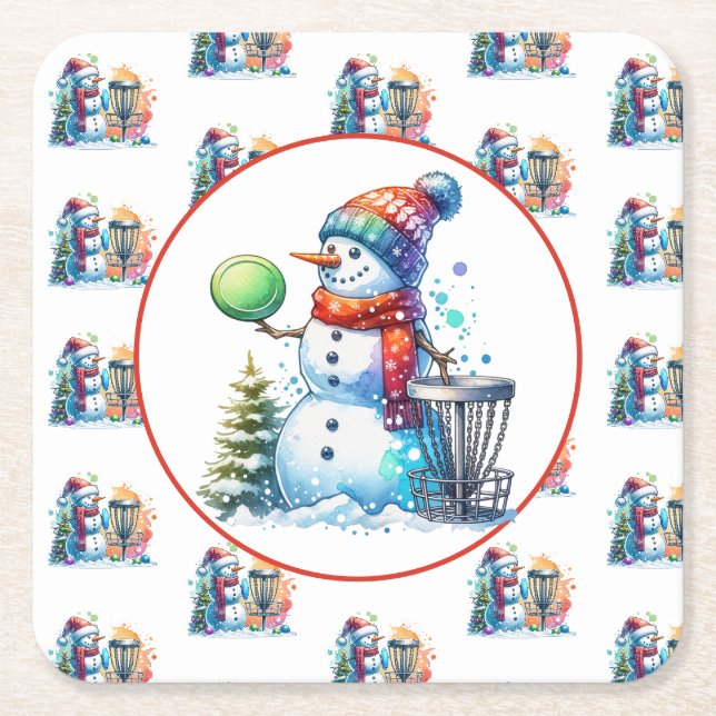 Disk Golf Themed Christmas Party Rechteckiger Pappuntersetzer (Vorderseite)