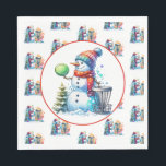 Disk Golf Themed Christmas Party Serviette<br><div class="desc">CD Golf Thema Weihnachts-Party-Papierservietten. Discgolf themed art. Niedlicher Cartoon Snowman in Weihnachtsmannmütze neben einem Discgolf-Körbchen im Schnee neben einem Weihnachtsbaum.</div>