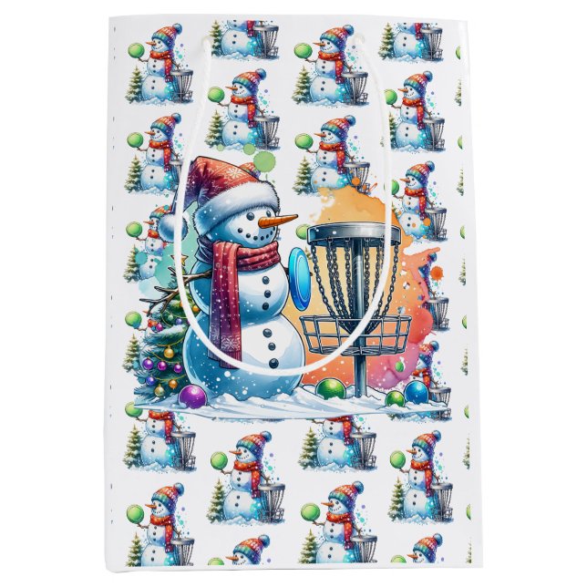 Disk Golf Themed Weihnachten Mittlere Geschenktüte (Vorderseite)