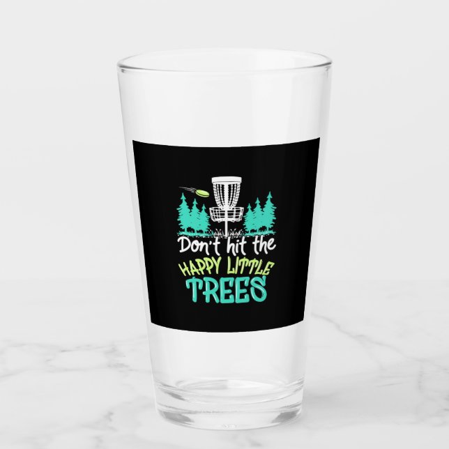 Disk Golf trifft die glücklichen kleinen Bäume Glas (Vorderseite)