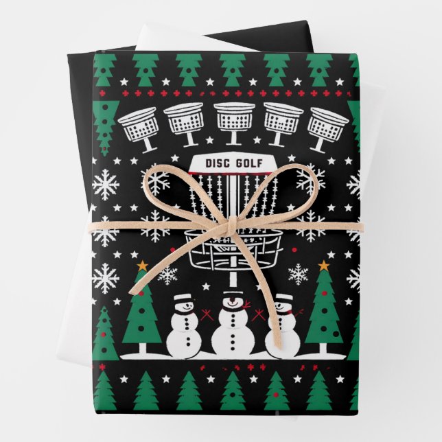 Disk Golf Ugly Christmas Sweater Pajama Geschenke Geschenkpapier Set (Beispiel)