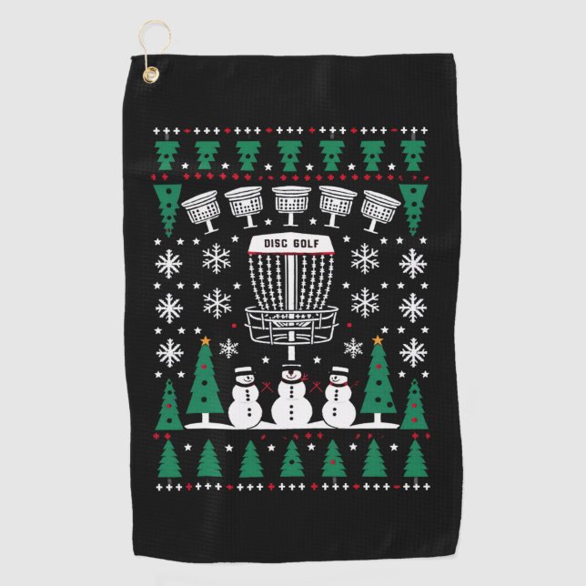 Disk Golf Ugly Christmas Sweater Pajama Geschenke Golfhandtuch (Vorderseite)