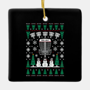 Disk Golf Ugly Christmas Sweater Pajama Geschenke Keramikornament