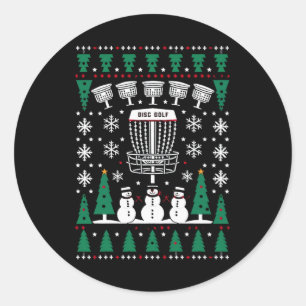 Disk Golf Ugly Christmas Sweater Pajama Geschenke Runder Aufkleber