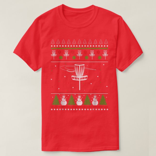 Disk Golf Ugly Christmas Sweater Pajama Geschenke  T-Shirt (Design vorne)