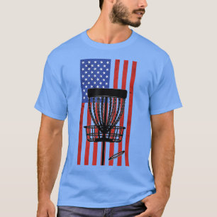 Disk Golf Vintag Distressive American Flag 4. T-Shirt