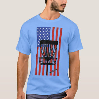 Disk Golf Vintag Distressive American Flag 4. T-Shirt