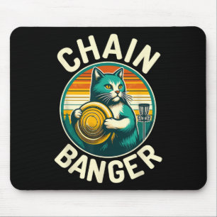 Disk Golfer Cat Chain Banger Disk Golf Player Mousepad