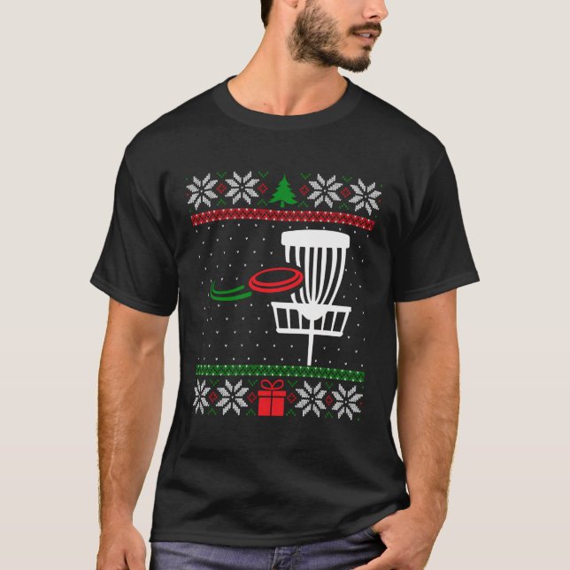 Disk Golfer Matching Ugly Christmas Disk Golf Frie T-Shirt (Vorderseite)