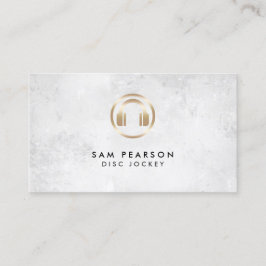 Disk Jockey Gold Headphones Icon Business Card Visitenkarte