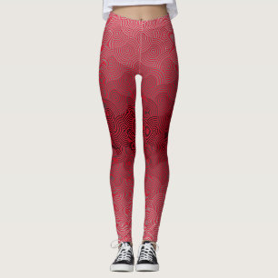 Disk Pattern 02.Gray Red BG Leggings
