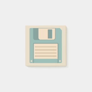 Diskette-illustrierte Blau-und Post-it Klebezettel