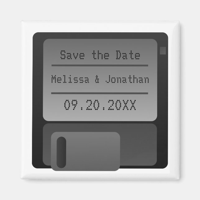 Diskette Speichern Sie das Datumsfenster, grau Magnet (Vorne)