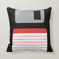 Disketten-Pillow - schwarz, silber und rot