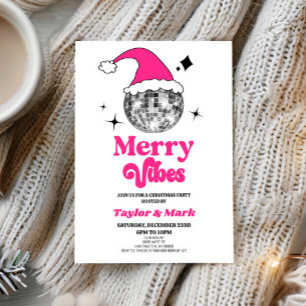 Disko Ball Weihnachtsmannmütze Retro Weihnachtsfei Einladung
