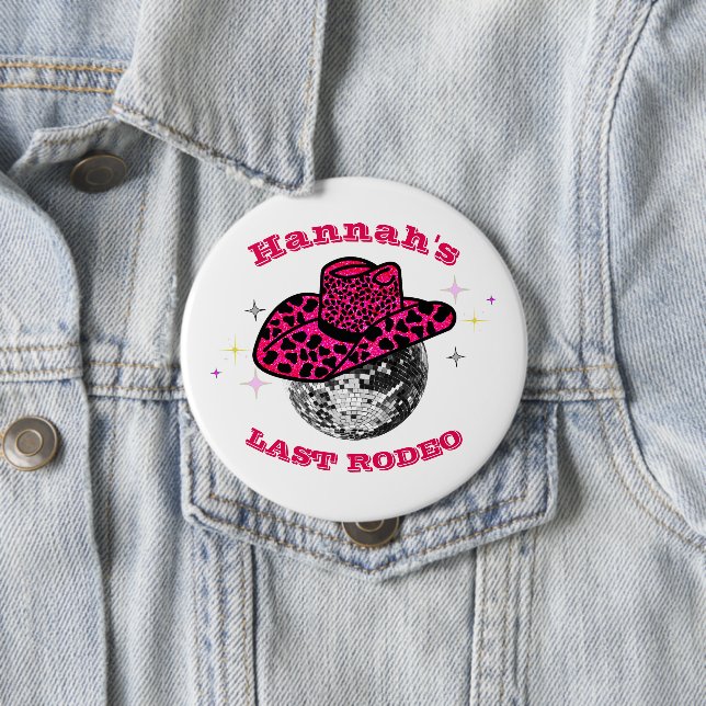 Disko Cowgirl Niedlich & rosa Junggeselinnen-Absch Button (Beispiel)