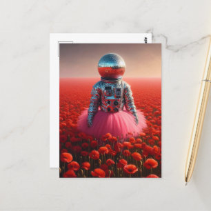 Diskoastronaut auf einem Mohnfeld Postkarte
