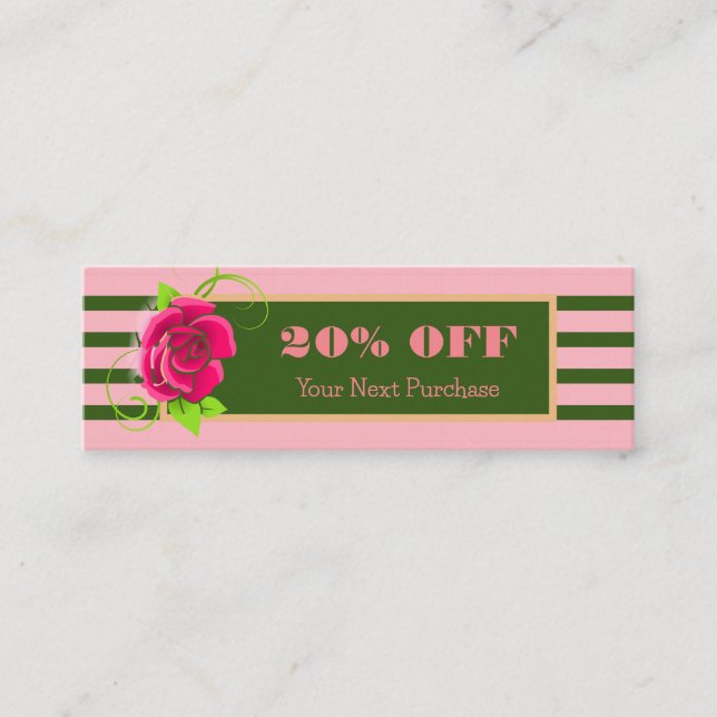 Diskont für klassische Goldrahmen Rosa Streifen Mini Visitenkarte (Vorderseite)