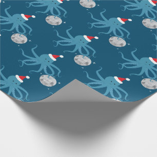 Diskothek Ball Blue Octopus Weihnachtsmannmütze We Geschenkpapier