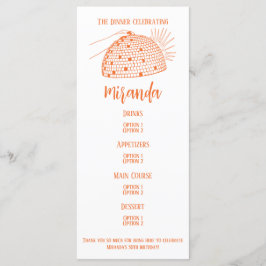 Diskothek Ball Dinner Menü Orange Menükarte