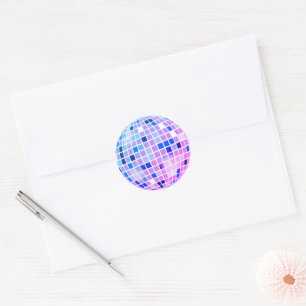 Diskothek Ball Retro 70er Pink Blue Umschlag Aufkl Runder Aufkleber