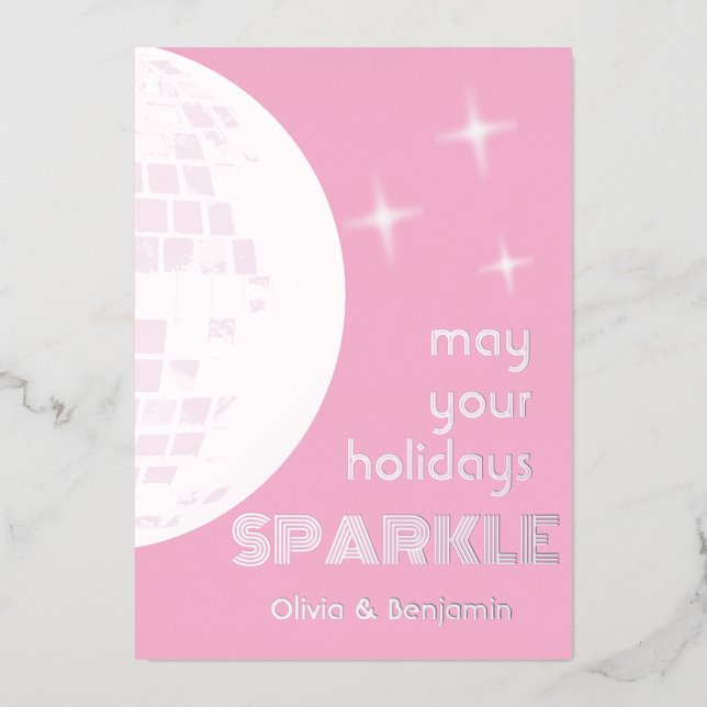 Diskothek Ball Sparkle Folien Feiertagskarte (Vorderseite)