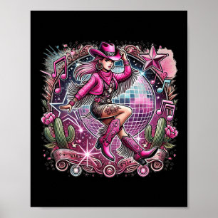 Diskothek Ball Tattoo Pink Cowboy Cowgirl Poster