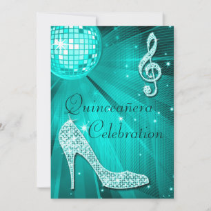 Diskothek Ball und Sparkle Heelse Aquamarin Quince Einladung