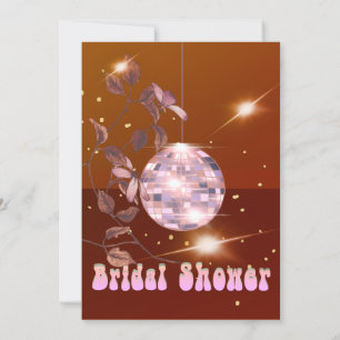Diskothek Burnt Orange Brown Floral Brautparty Einladung