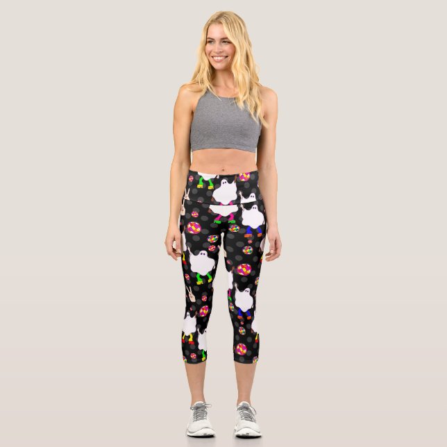 Diskothek halloween african ghost black capri leggings (Vorderseite)
