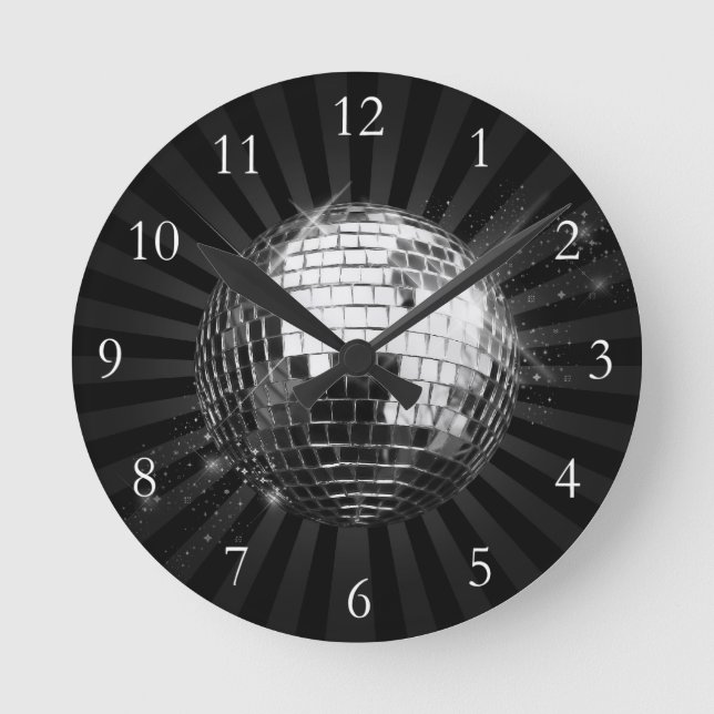 Diskothek mit schwarzem Hintergrund Runde Wanduhr (Vorderseite)
