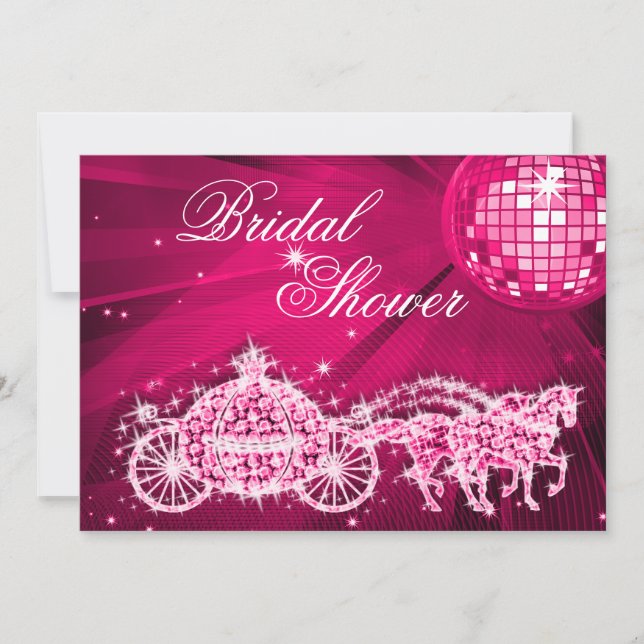 Diskothek, Princess Coach & Horses Brautparty Einladung (Vorderseite)
