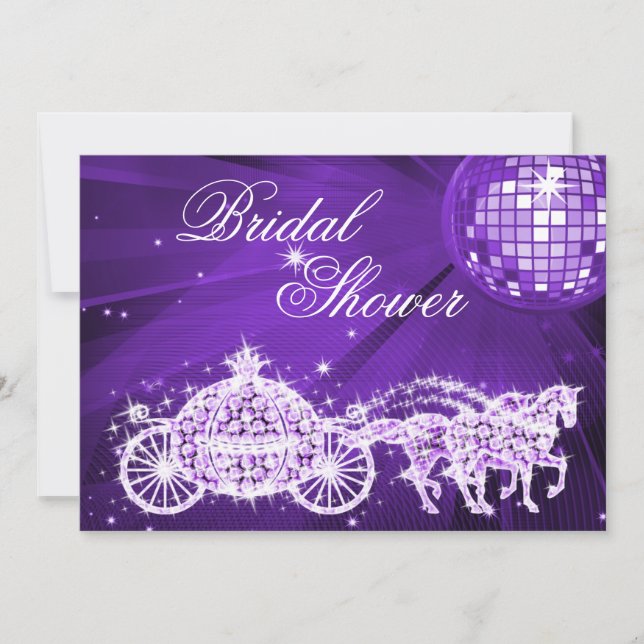 Diskothek, Princess Coach & Horses Brautparty Einladung (Vorderseite)