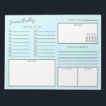 Diskreter weißer Dots Blue Daily Organiser Notizblock<br><div class="desc">Anmerkung in blau mit einem diskreten Punktmuster,  mit einer Aufgabenliste,  Raum zum Mitnehmen von Notizen,  Termine,  Ihre tägliche Stimmung und Bewegung,  Ihre Mahlzeiten und Wasseraufnahme. Gib auch deinen Namen!</div>