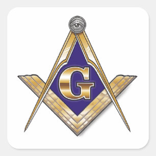 Diskretes blaues Quadrat u. Kompassse Quadratischer Aufkleber