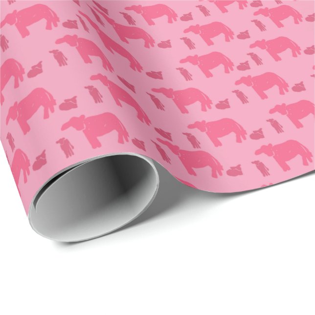 Dismal Pink Wrapping Paper Cows Western Ranch Geschenkpapier (Rolleneckpunkt)
