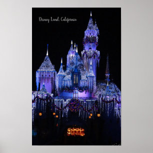 Disney World Schloss, Kalifornien, Nachtzeit Poster