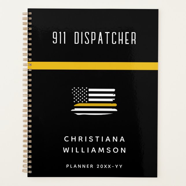 Dispatcher de ligne d'or mince personnalisée 911 (Devant)